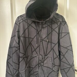 American Giant Black Geometric Zip-Up Sweater